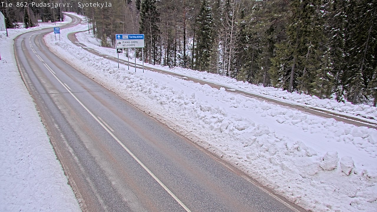 Weather Camera Image Road 862 Pudasjärvi, Syötekylä, Pudasjärvi, Pohjois-Pohjanmaa