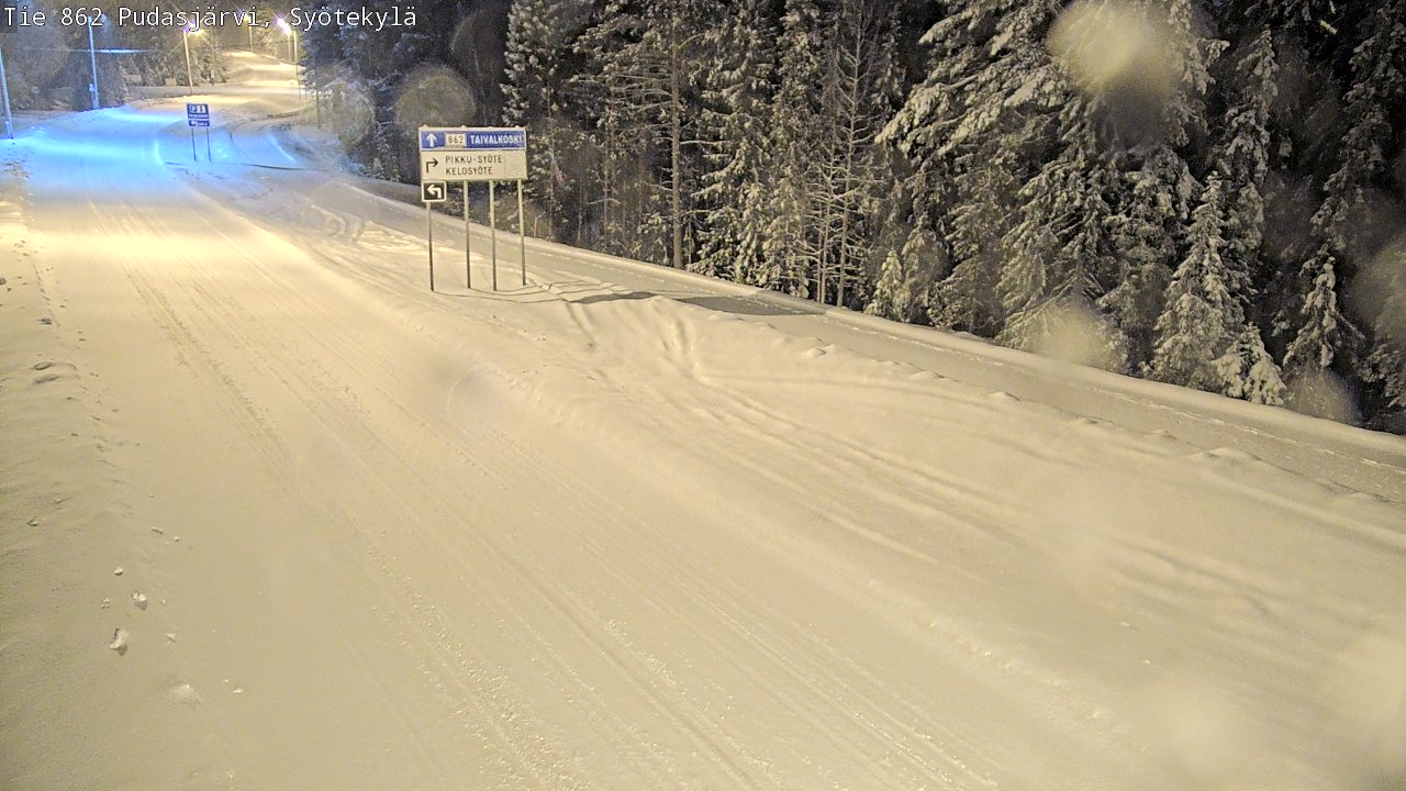 Weather Camera Image Road 862 Pudasjärvi, Syötekylä, Pudasjärvi, Pohjois-Pohjanmaa