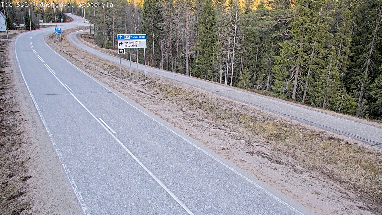 Weather Camera Image Väg 862 Pudasjärvi, Syötekylä, Pudasjärvi, Pohjois-Pohjanmaa