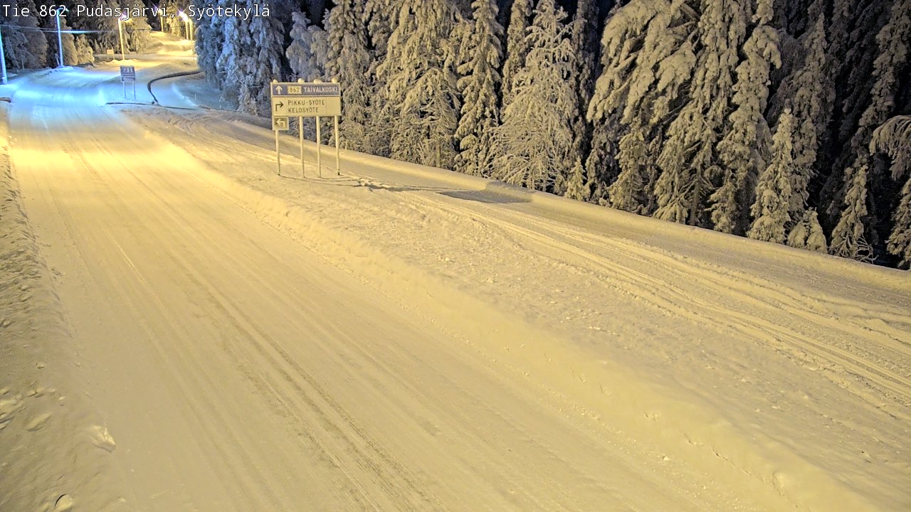 Weather Camera Image Road 862 Pudasjärvi, Syötekylä, Pudasjärvi, Pohjois-Pohjanmaa