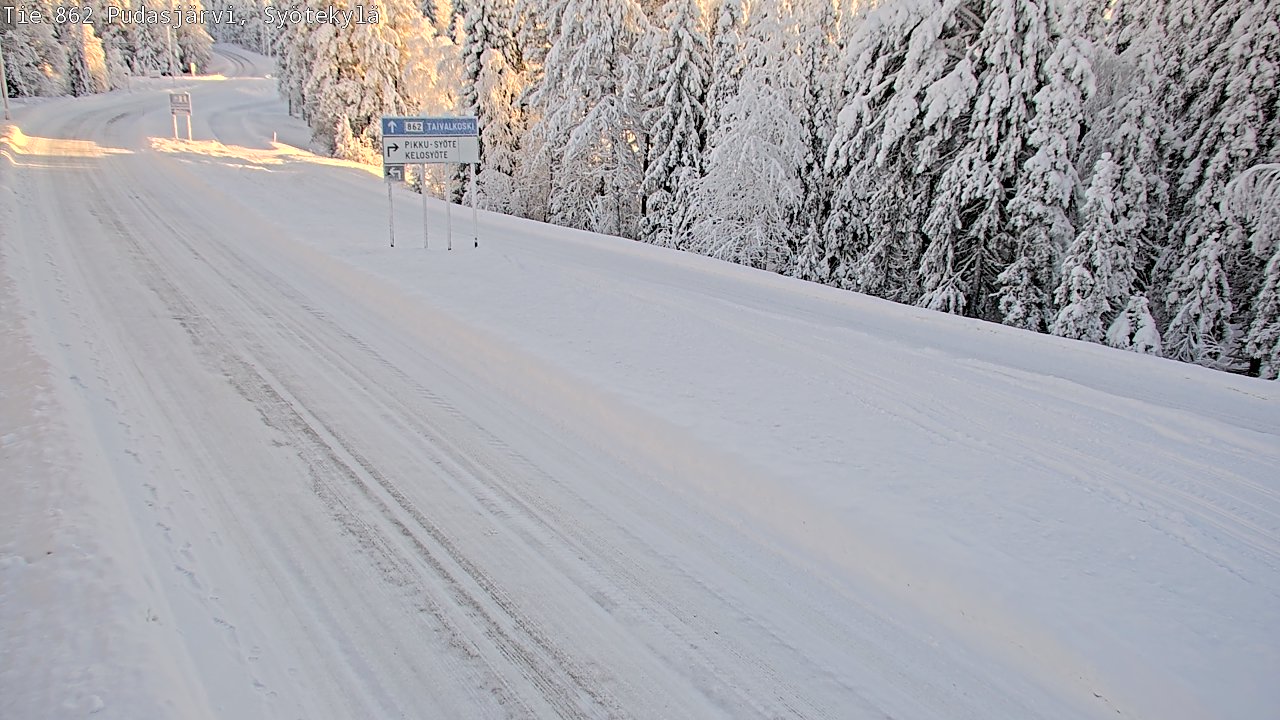 Weather Camera Image Road 862 Pudasjärvi, Syötekylä, Pudasjärvi, Pohjois-Pohjanmaa