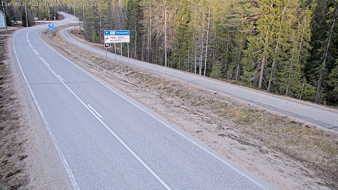 Weather Camera Image Väg 862 Pudasjärvi, Syötekylä, Pudasjärvi, Pohjois-Pohjanmaa