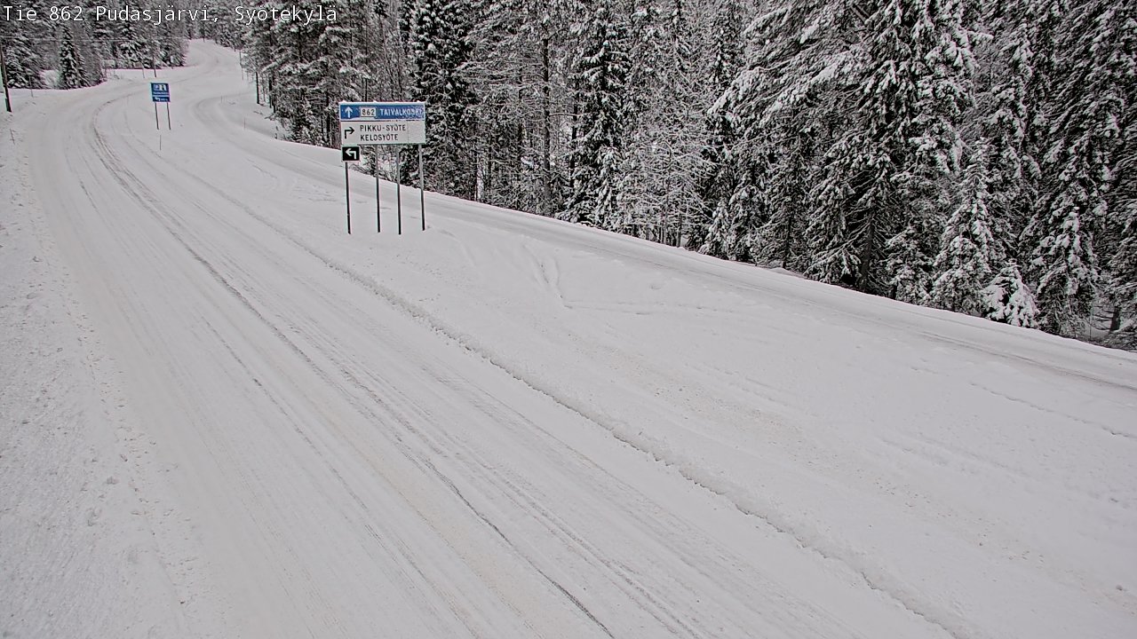 Weather Camera Image Road 862 Pudasjärvi, Syötekylä, Pudasjärvi, Pohjois-Pohjanmaa