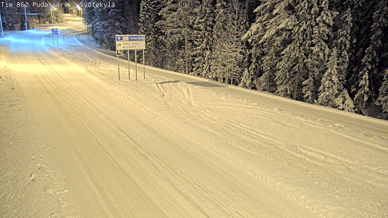 Weather Camera Image Road 862 Pudasjärvi, Syötekylä, Pudasjärvi, Pohjois-Pohjanmaa