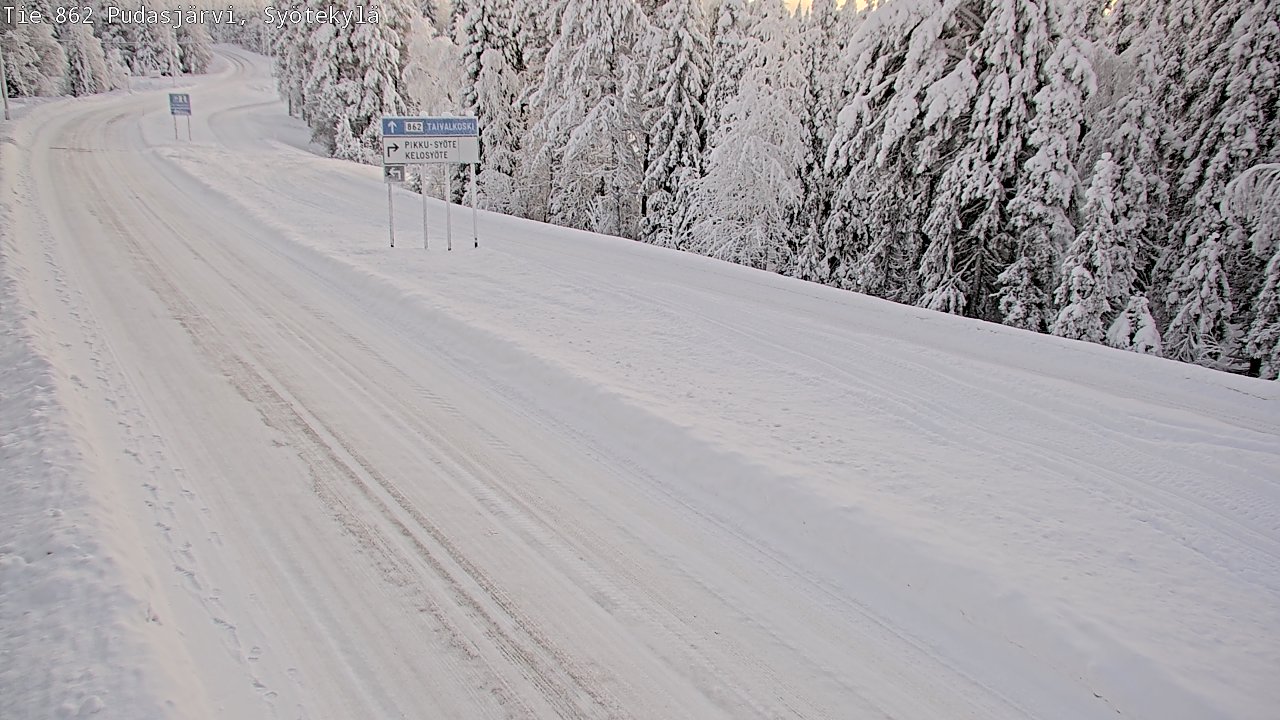 Weather Camera Image Road 862 Pudasjärvi, Syötekylä, Pudasjärvi, Pohjois-Pohjanmaa