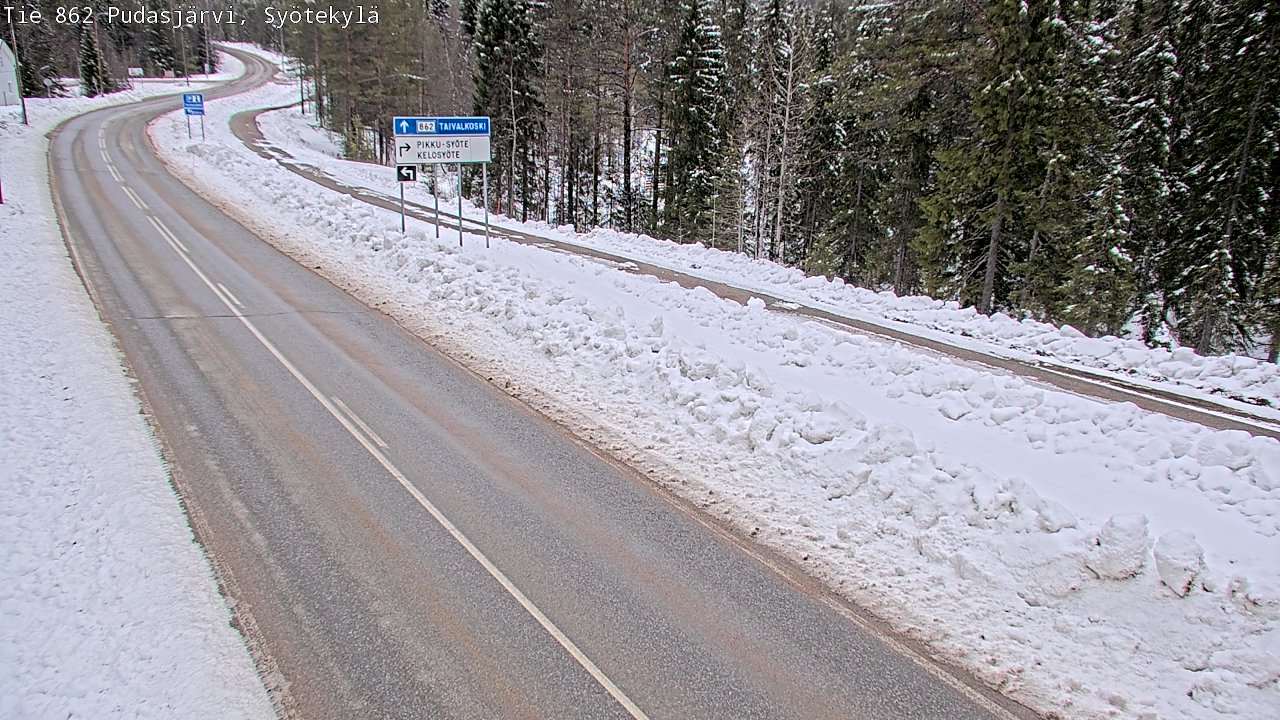 Weather Camera Image Road 862 Pudasjärvi, Syötekylä, Pudasjärvi, Pohjois-Pohjanmaa