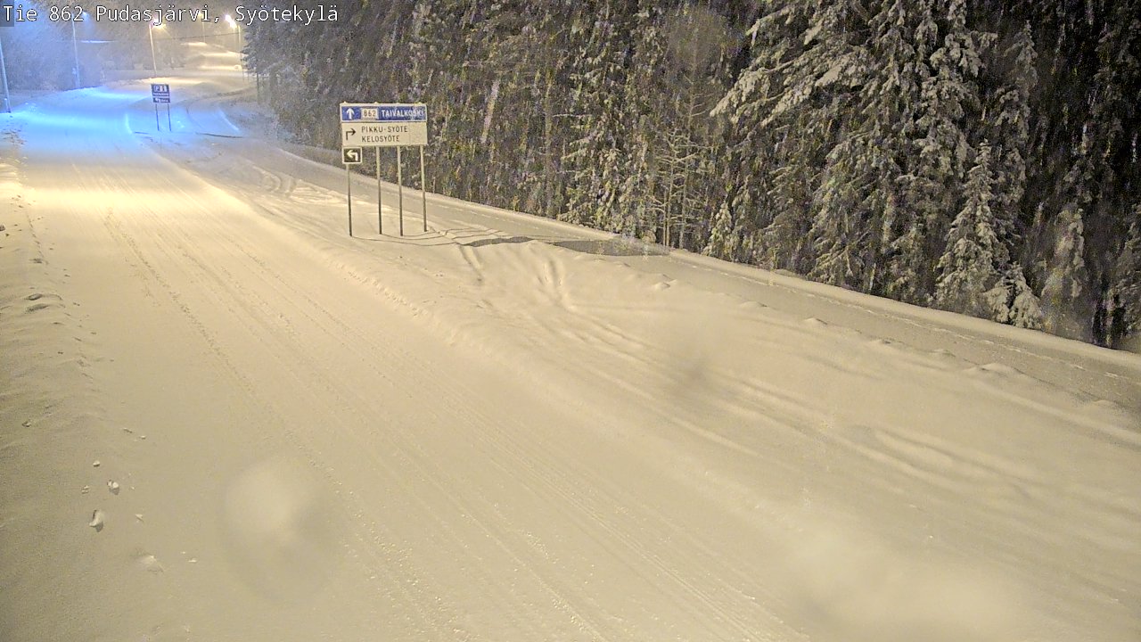 Weather Camera Image Road 862 Pudasjärvi, Syötekylä, Pudasjärvi, Pohjois-Pohjanmaa