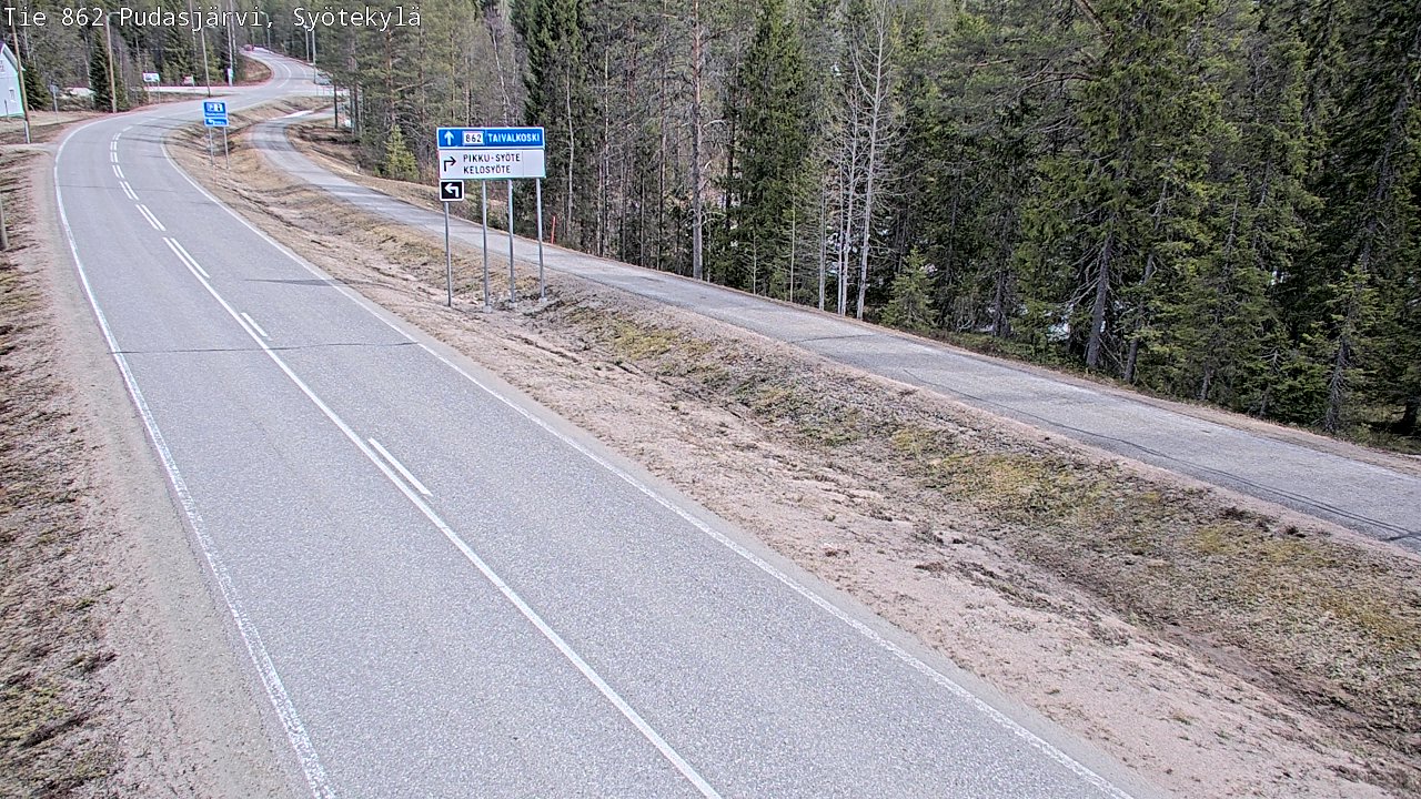 Weather Camera Image Väg 862 Pudasjärvi, Syötekylä, Pudasjärvi, Pohjois-Pohjanmaa