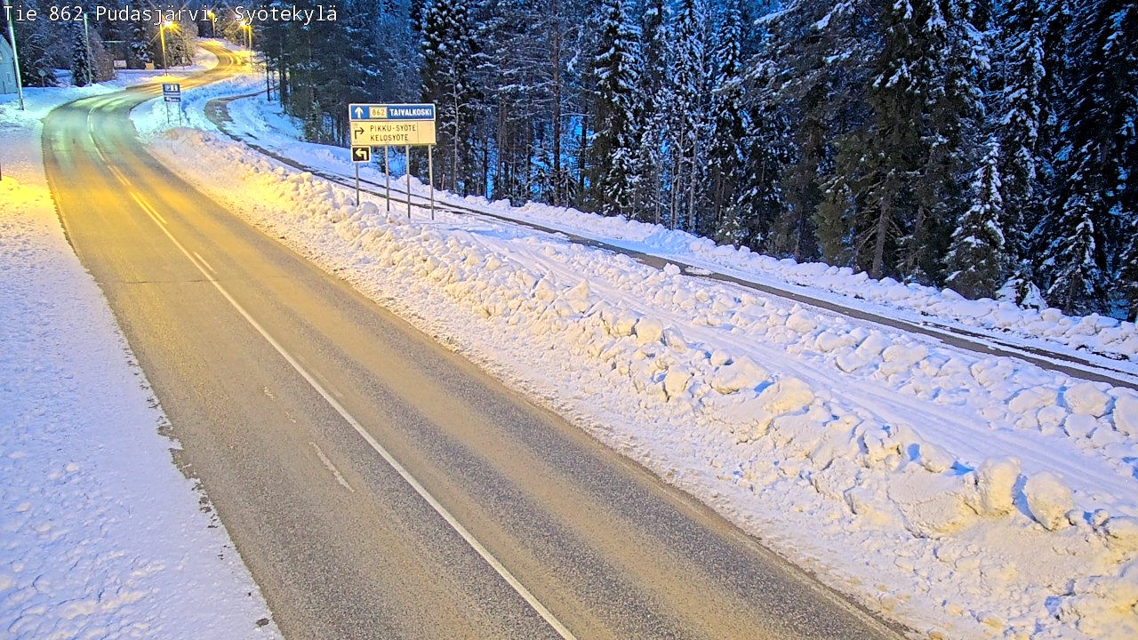 Weather Camera Image Road 862 Pudasjärvi, Syötekylä, Pudasjärvi, Pohjois-Pohjanmaa
