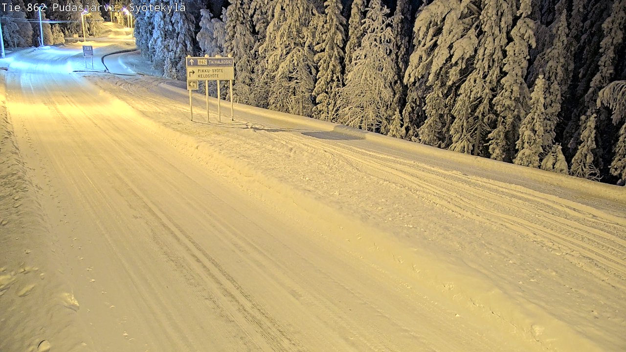 Weather Camera Image Road 862 Pudasjärvi, Syötekylä, Pudasjärvi, Pohjois-Pohjanmaa