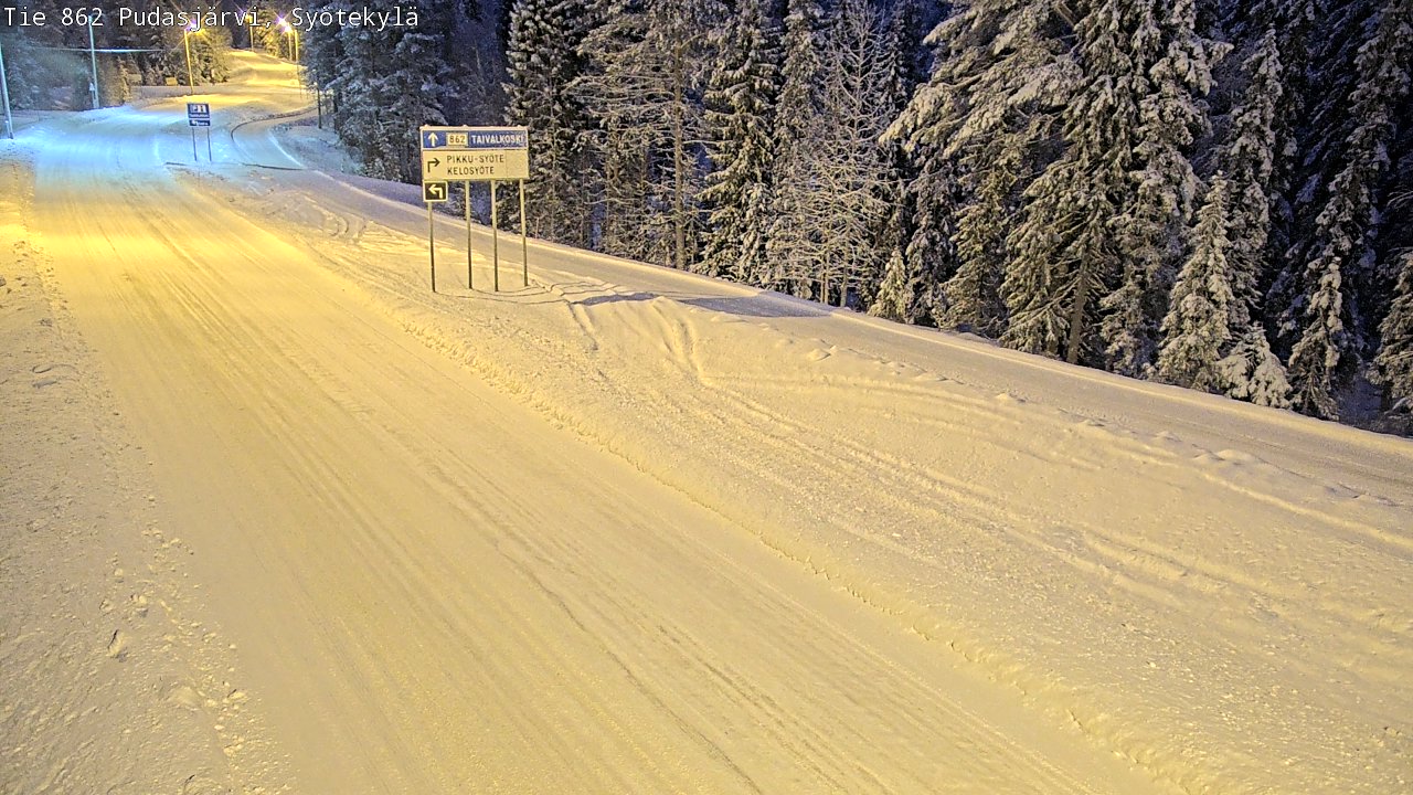 Weather Camera Image Road 862 Pudasjärvi, Syötekylä, Pudasjärvi, Pohjois-Pohjanmaa