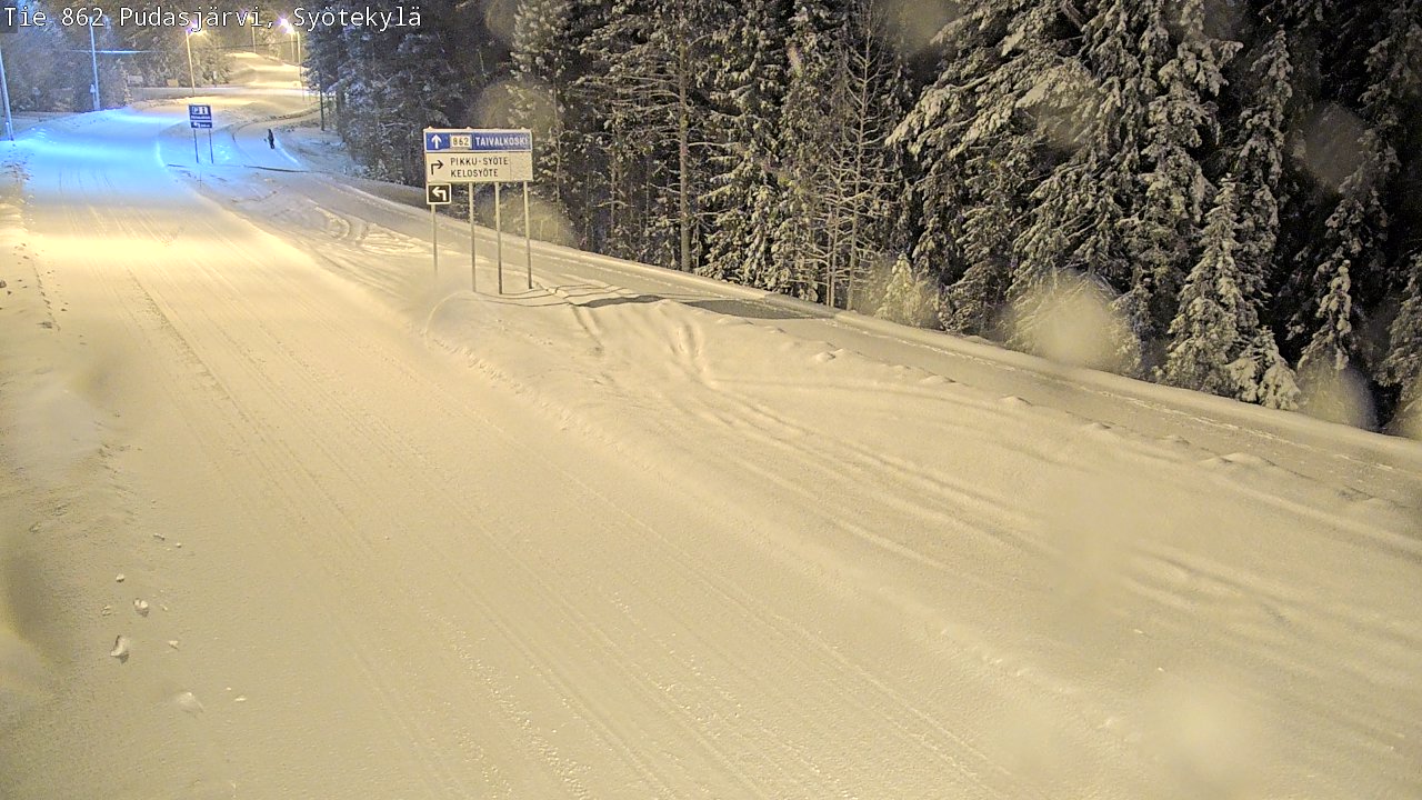 Weather Camera Image Road 862 Pudasjärvi, Syötekylä, Pudasjärvi, Pohjois-Pohjanmaa