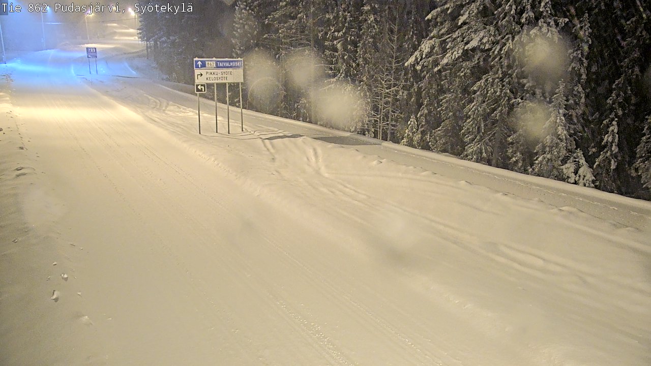 Weather Camera Image Road 862 Pudasjärvi, Syötekylä, Pudasjärvi, Pohjois-Pohjanmaa