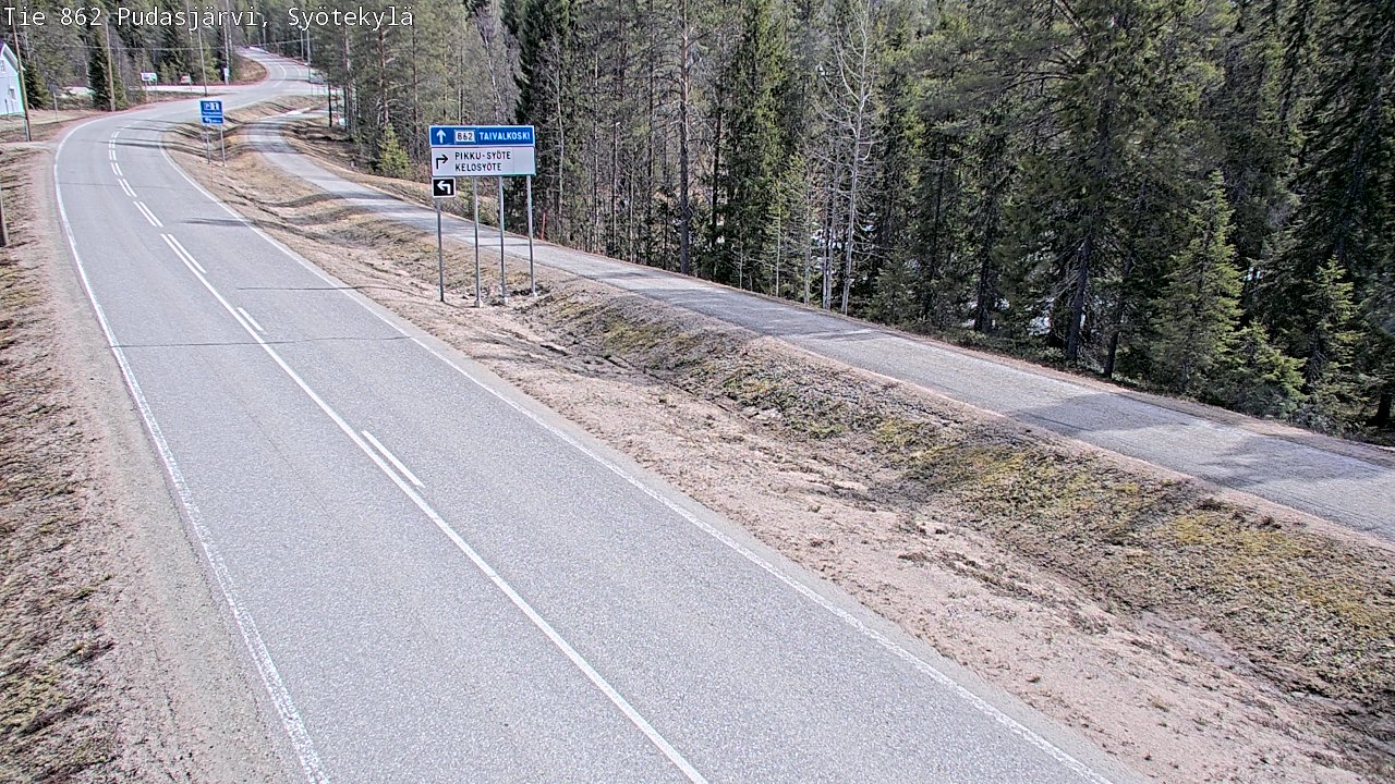 Weather Camera Image Väg 862 Pudasjärvi, Syötekylä, Pudasjärvi, Pohjois-Pohjanmaa