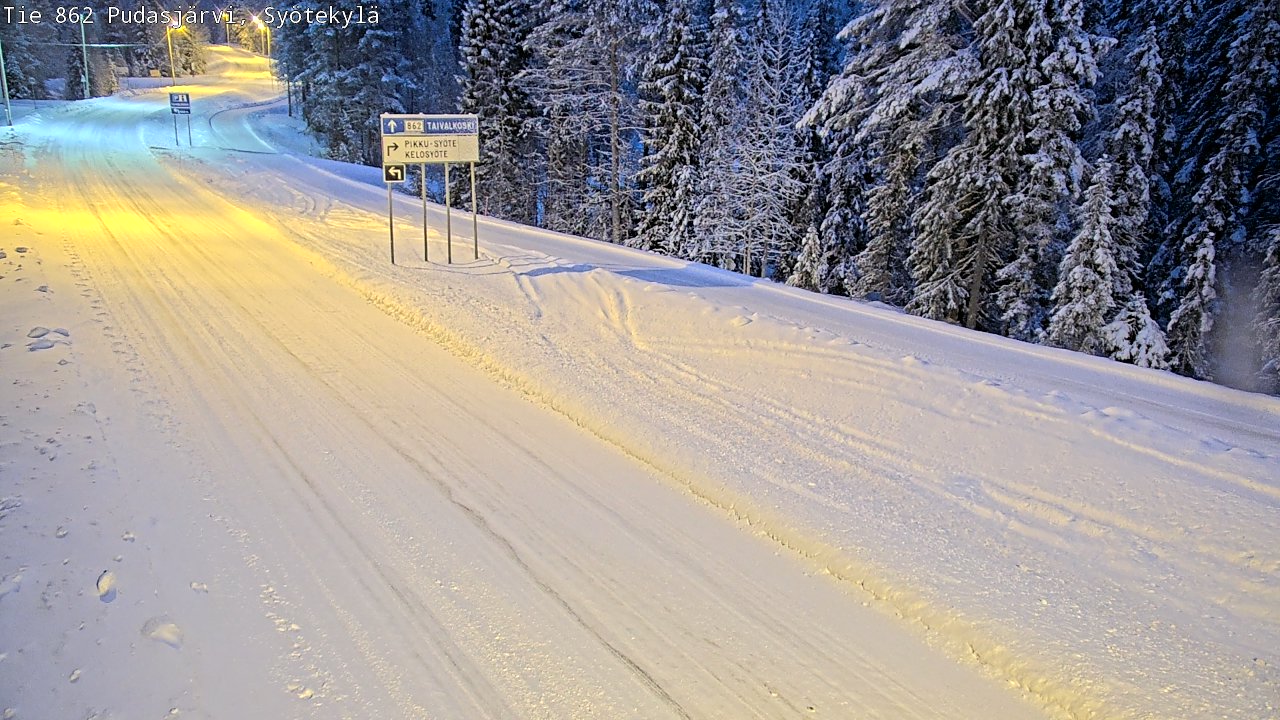 Weather Camera Image Road 862 Pudasjärvi, Syötekylä, Pudasjärvi, Pohjois-Pohjanmaa