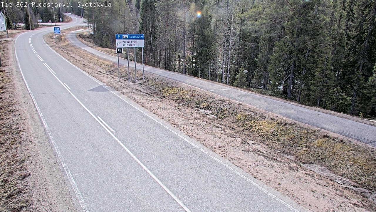 Weather Camera Image Väg 862 Pudasjärvi, Syötekylä, Pudasjärvi, Pohjois-Pohjanmaa