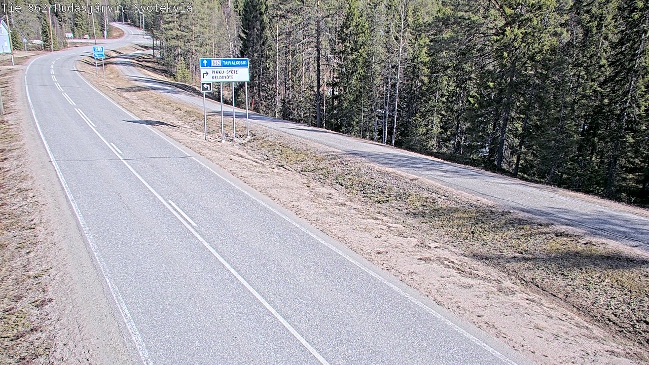 Weather Camera Image Väg 862 Pudasjärvi, Syötekylä, Pudasjärvi, Pohjois-Pohjanmaa