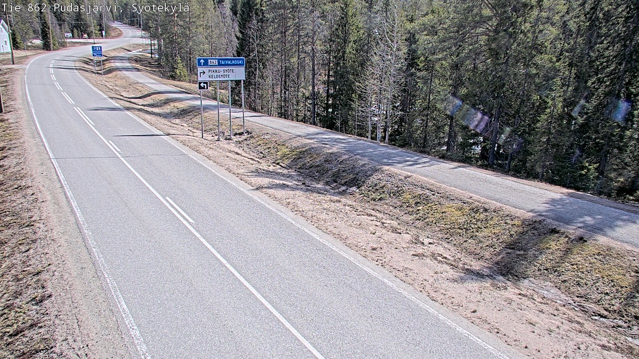 Weather Camera Image Väg 862 Pudasjärvi, Syötekylä, Pudasjärvi, Pohjois-Pohjanmaa