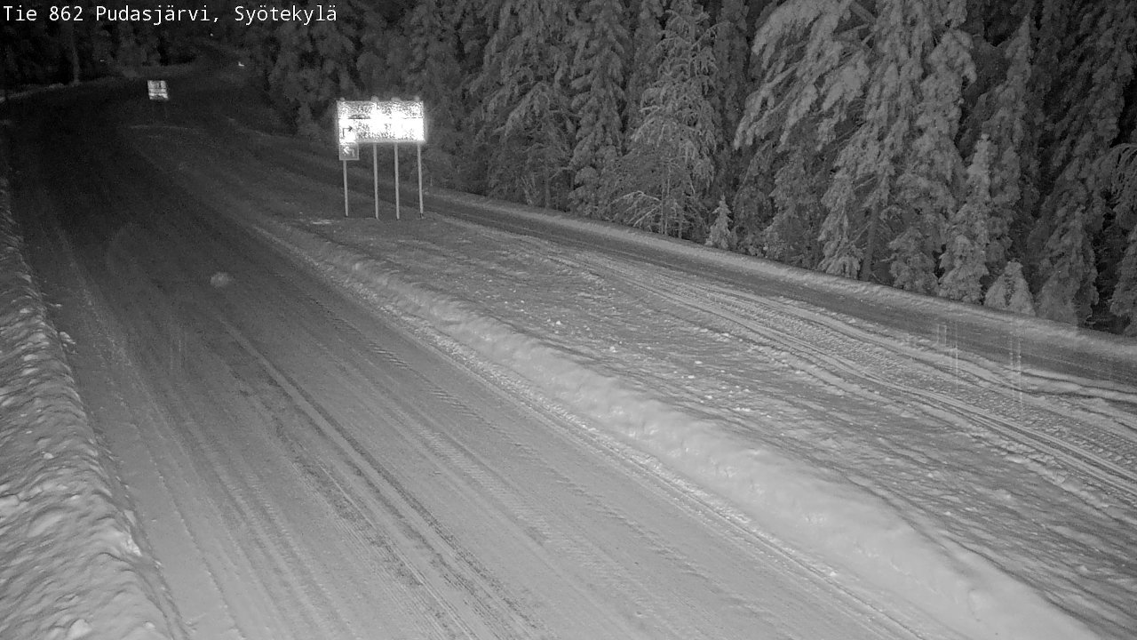 Weather Camera Image Road 862 Pudasjärvi, Syötekylä, Pudasjärvi, Pohjois-Pohjanmaa