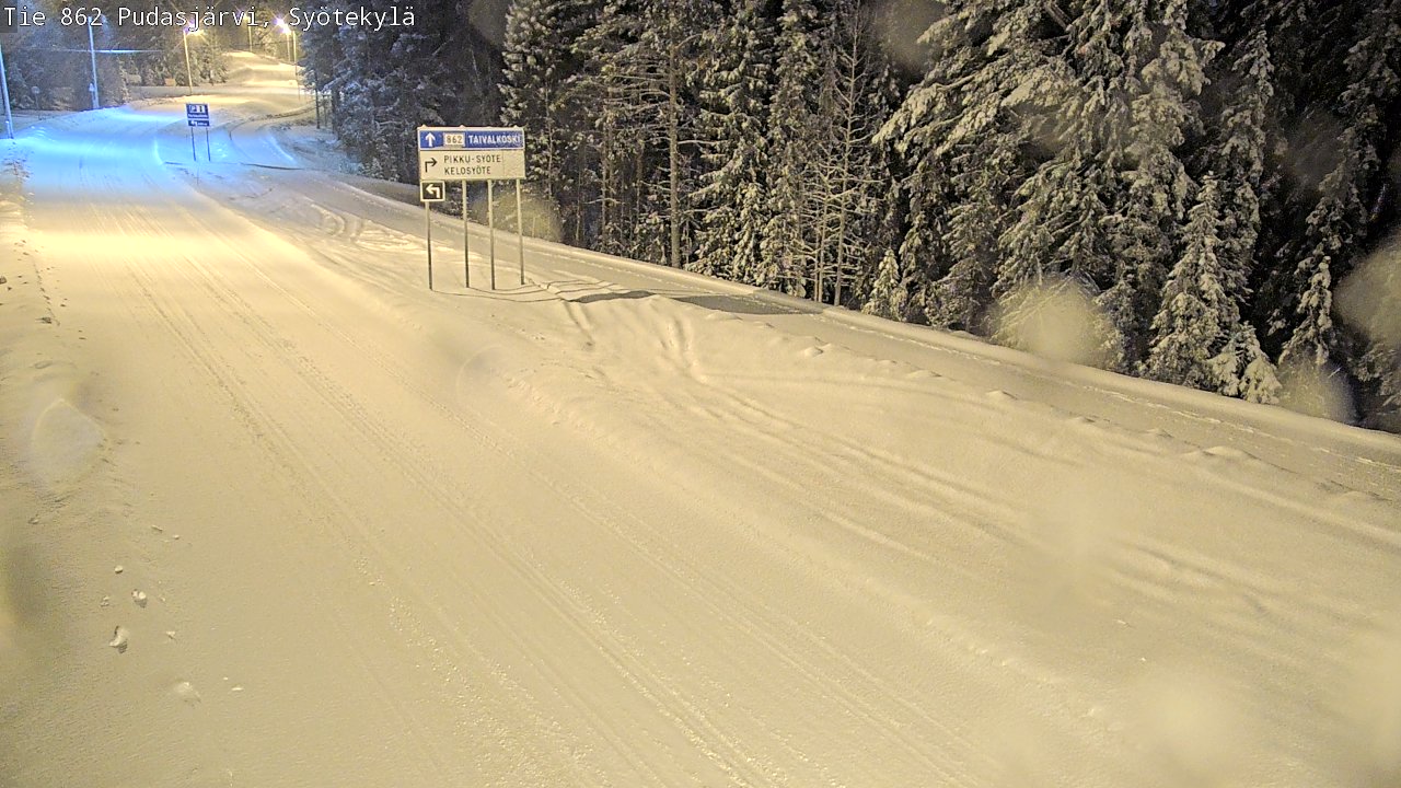 Weather Camera Image Road 862 Pudasjärvi, Syötekylä, Pudasjärvi, Pohjois-Pohjanmaa