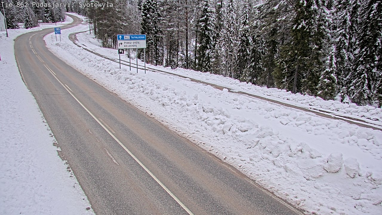 Weather Camera Image Road 862 Pudasjärvi, Syötekylä, Pudasjärvi, Pohjois-Pohjanmaa