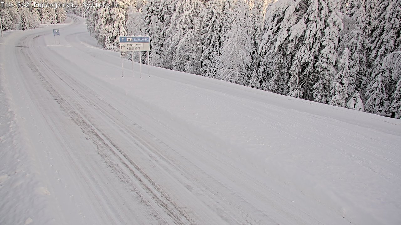 Weather Camera Image Road 862 Pudasjärvi, Syötekylä, Pudasjärvi, Pohjois-Pohjanmaa