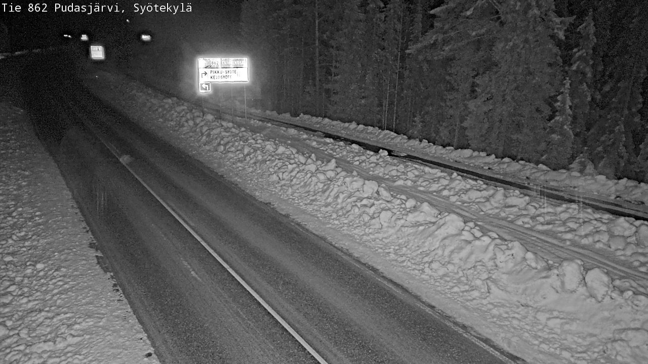 Weather Camera Image Road 862 Pudasjärvi, Syötekylä, Pudasjärvi, Pohjois-Pohjanmaa