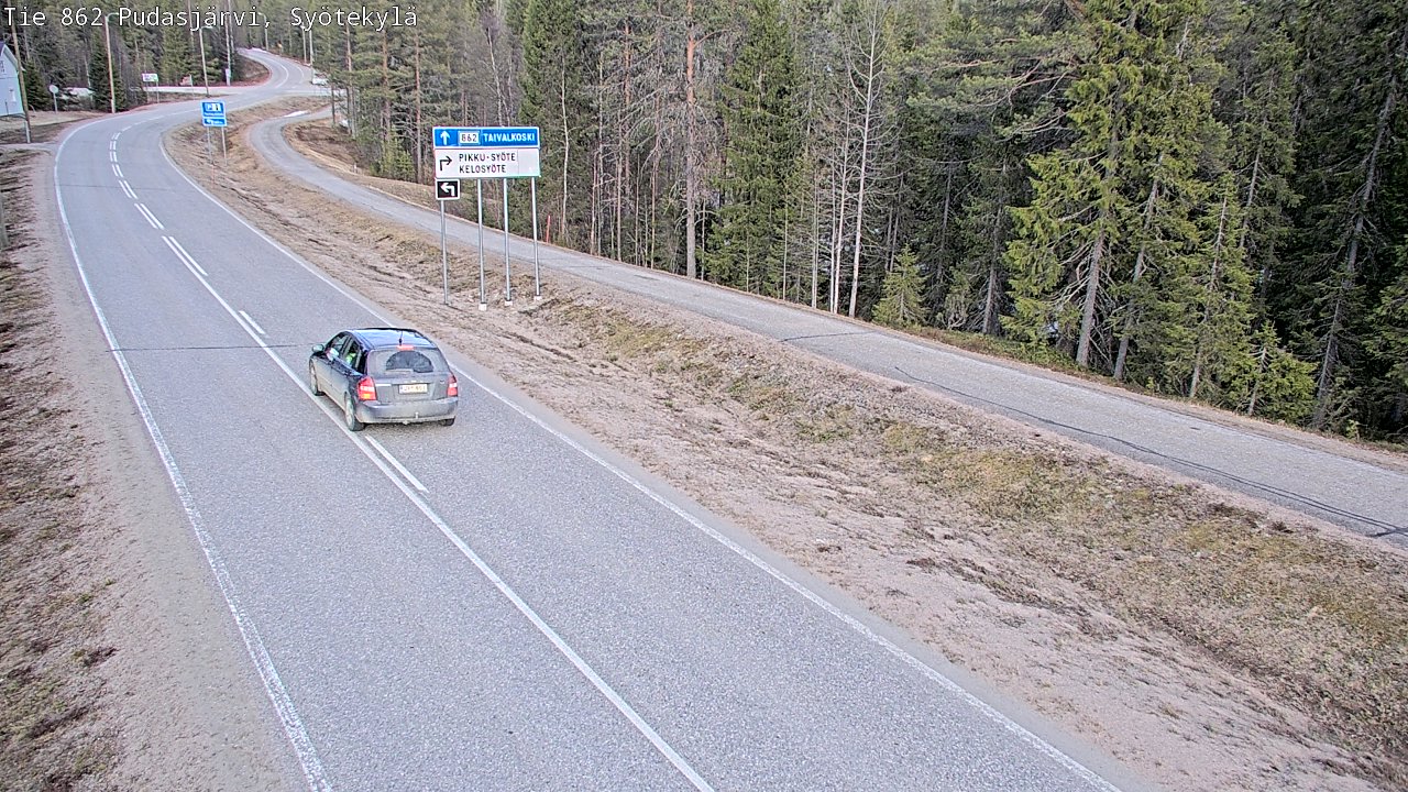 Weather Camera Image Väg 862 Pudasjärvi, Syötekylä, Pudasjärvi, Pohjois-Pohjanmaa