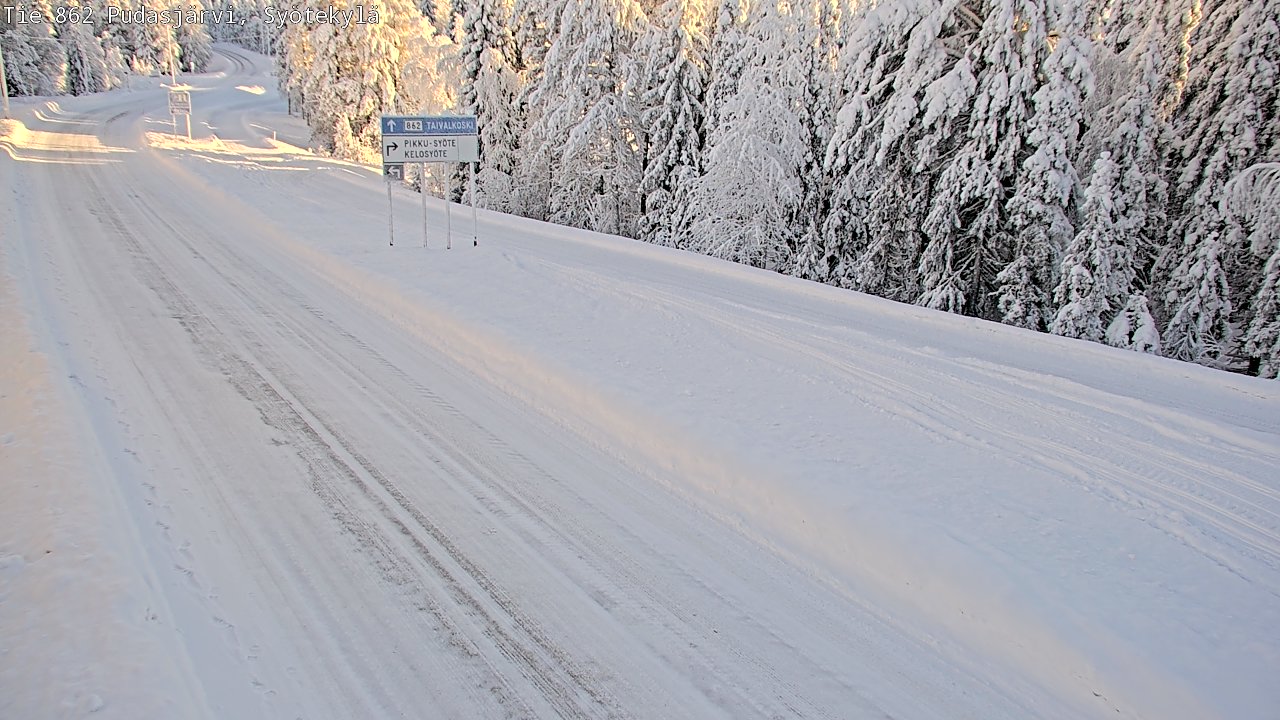 Weather Camera Image Road 862 Pudasjärvi, Syötekylä, Pudasjärvi, Pohjois-Pohjanmaa