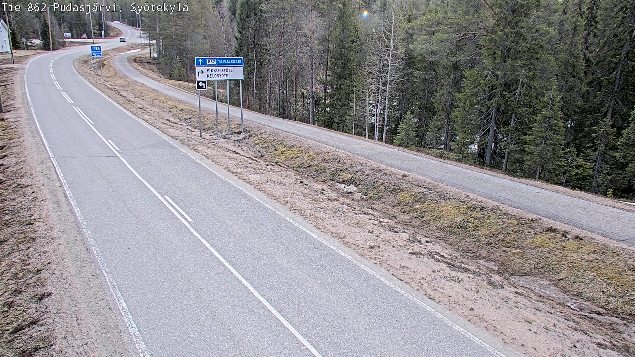 Weather Camera Image Väg 862 Pudasjärvi, Syötekylä, Pudasjärvi, Pohjois-Pohjanmaa