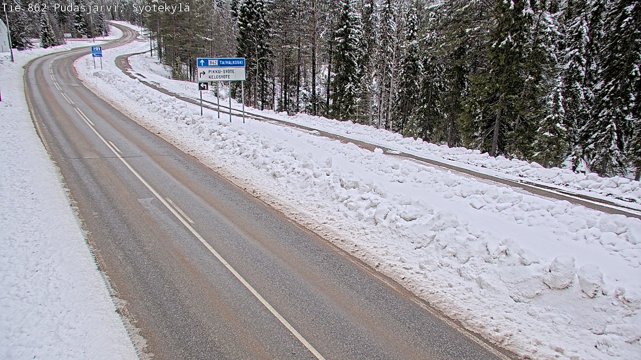 Weather Camera Image Road 862 Pudasjärvi, Syötekylä, Pudasjärvi, Pohjois-Pohjanmaa