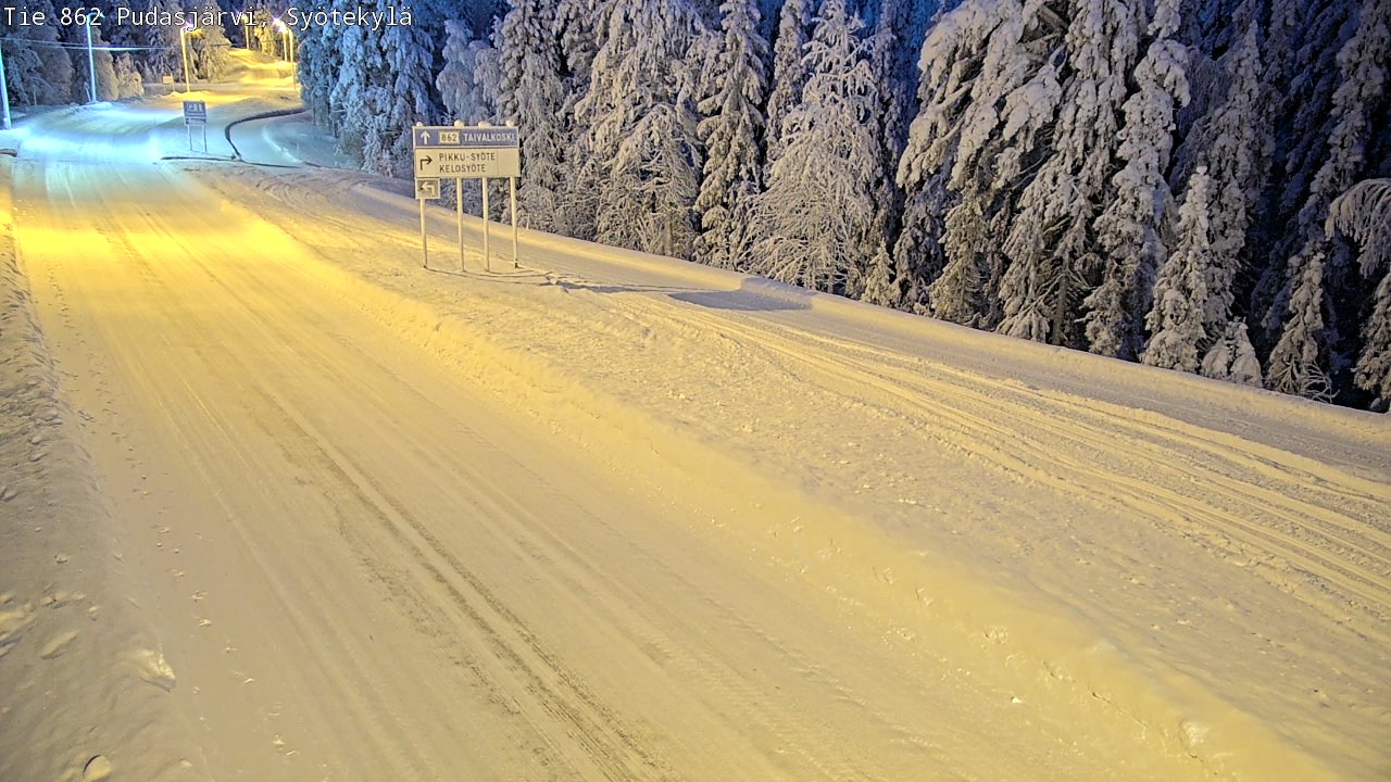 Weather Camera Image Road 862 Pudasjärvi, Syötekylä, Pudasjärvi, Pohjois-Pohjanmaa