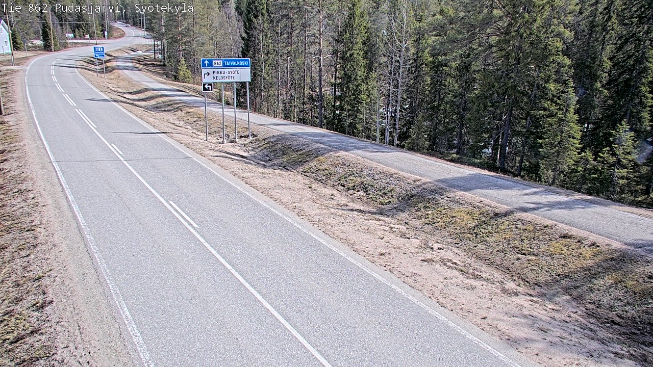 Weather Camera Image Väg 862 Pudasjärvi, Syötekylä, Pudasjärvi, Pohjois-Pohjanmaa