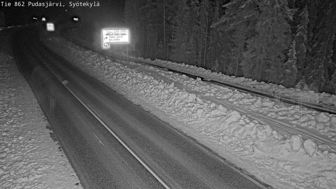 Weather Camera Image Road 862 Pudasjärvi, Syötekylä, Pudasjärvi, Pohjois-Pohjanmaa