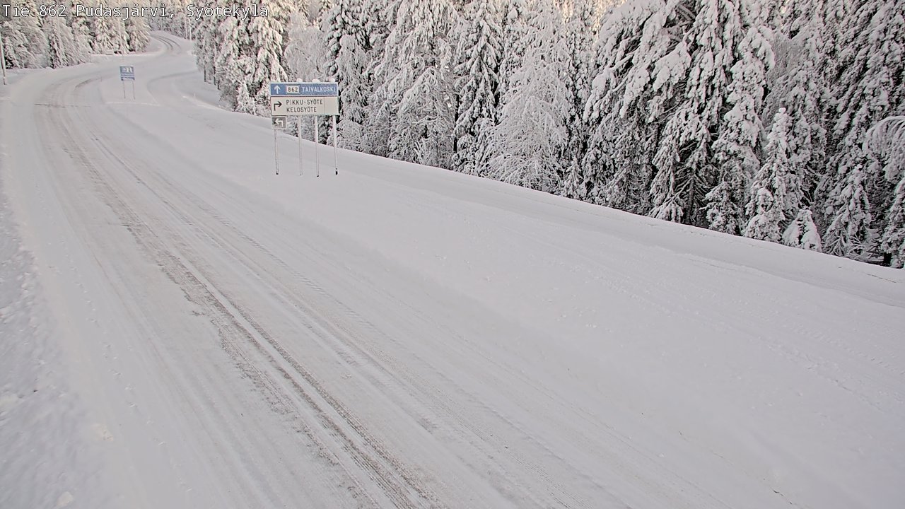 Weather Camera Image Road 862 Pudasjärvi, Syötekylä, Pudasjärvi, Pohjois-Pohjanmaa