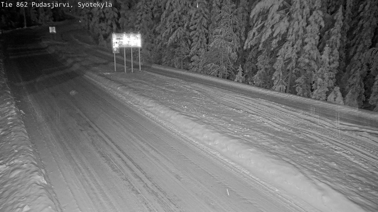 Weather Camera Image Road 862 Pudasjärvi, Syötekylä, Pudasjärvi, Pohjois-Pohjanmaa