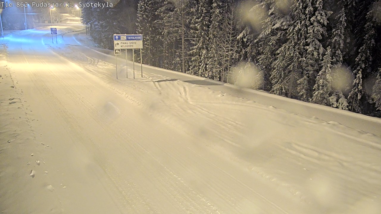 Weather Camera Image Road 862 Pudasjärvi, Syötekylä, Pudasjärvi, Pohjois-Pohjanmaa