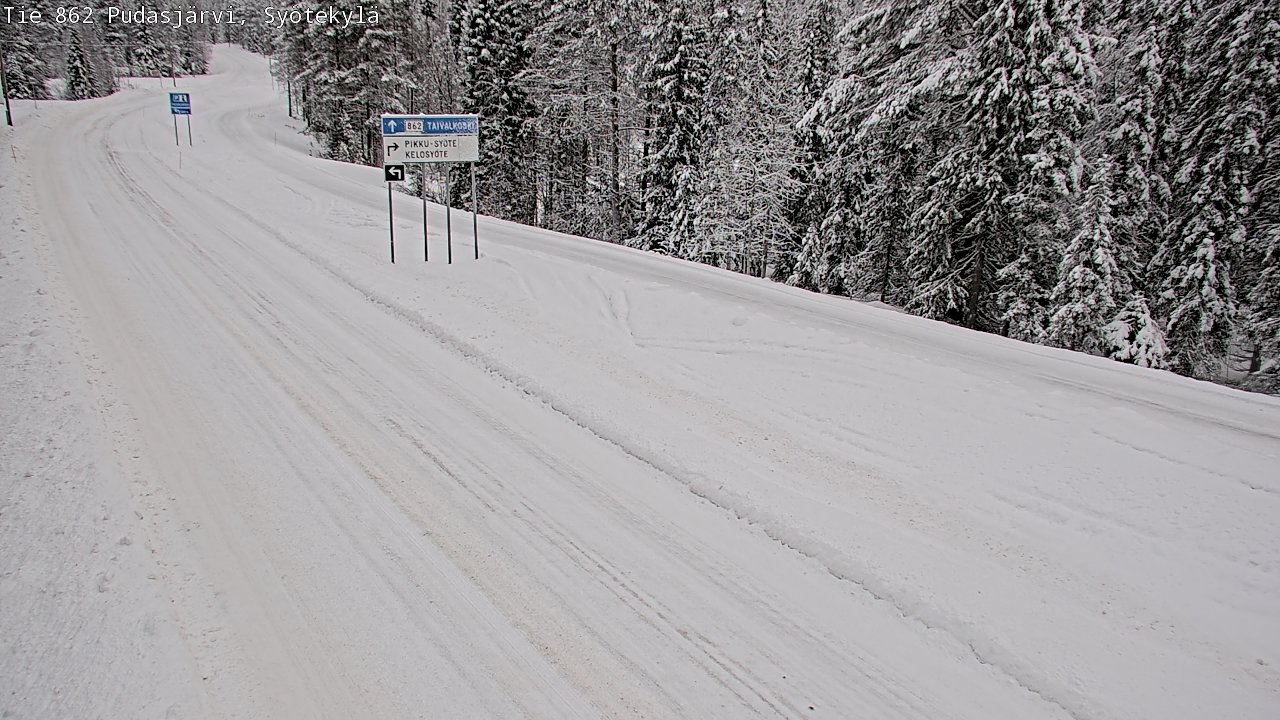 Weather Camera Image Road 862 Pudasjärvi, Syötekylä, Pudasjärvi, Pohjois-Pohjanmaa