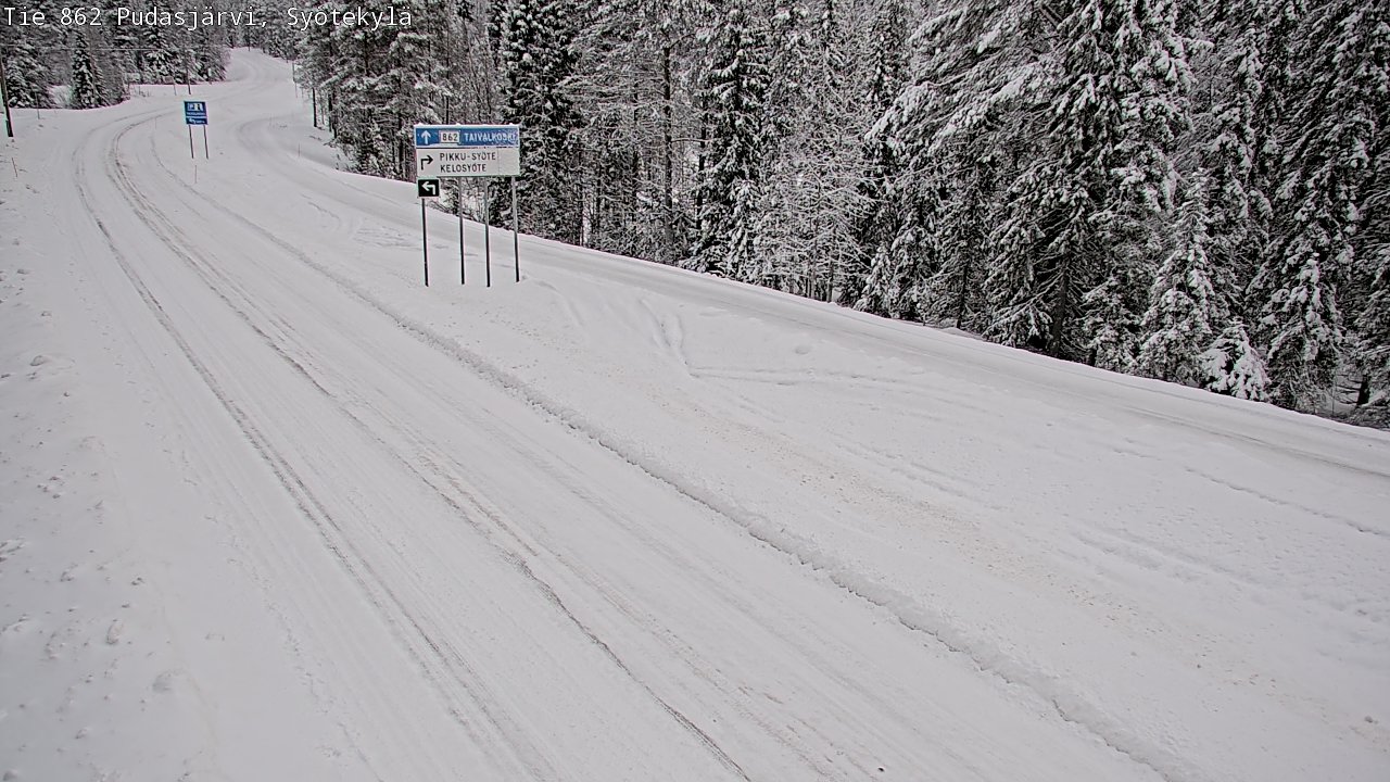 Weather Camera Image Road 862 Pudasjärvi, Syötekylä, Pudasjärvi, Pohjois-Pohjanmaa