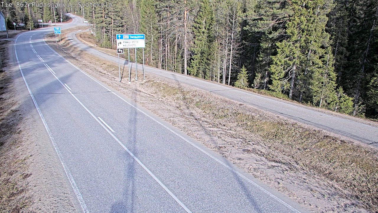 Weather Camera Image Väg 862 Pudasjärvi, Syötekylä, Pudasjärvi, Pohjois-Pohjanmaa