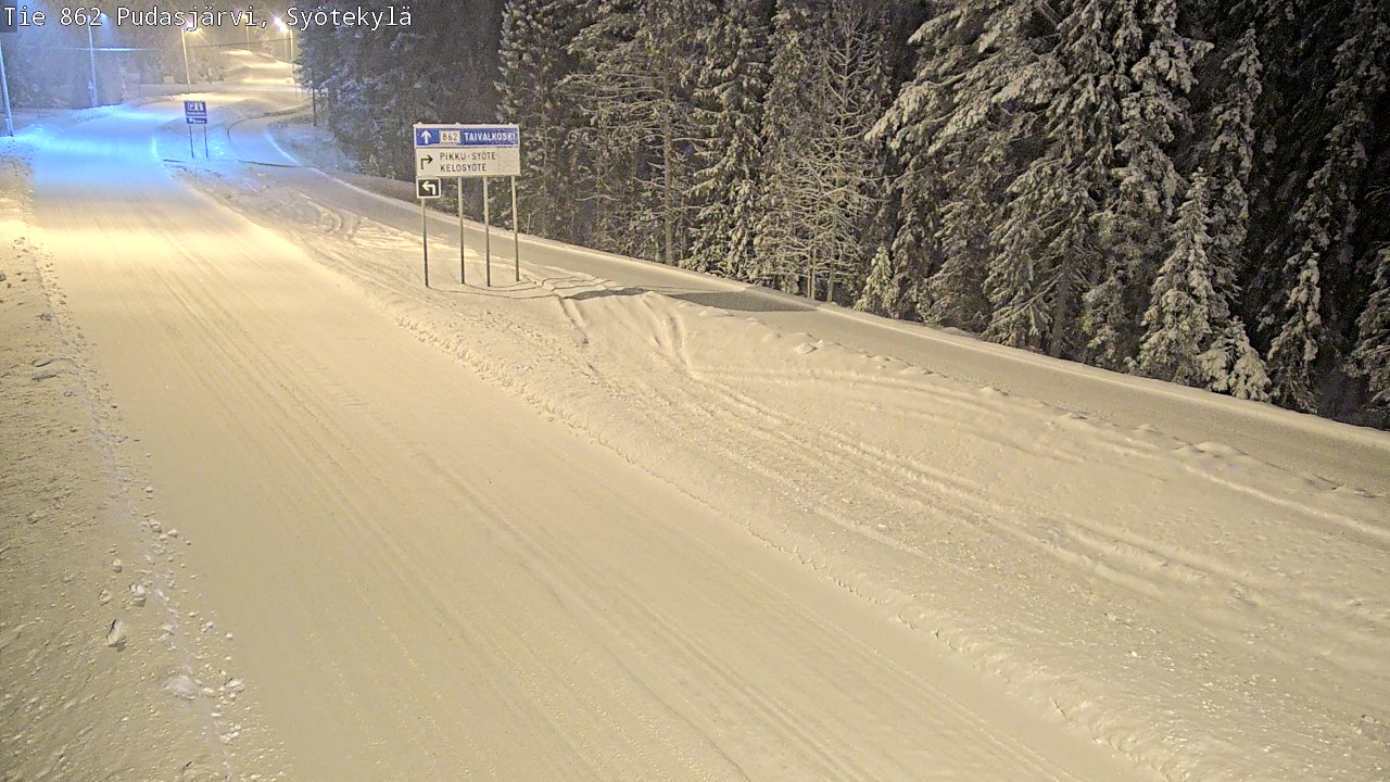 Weather Camera Image Road 862 Pudasjärvi, Syötekylä, Pudasjärvi, Pohjois-Pohjanmaa