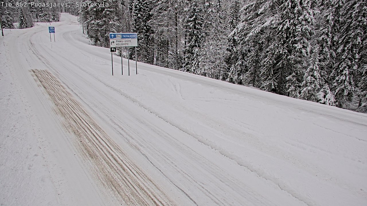 Weather Camera Image Road 862 Pudasjärvi, Syötekylä, Pudasjärvi, Pohjois-Pohjanmaa
