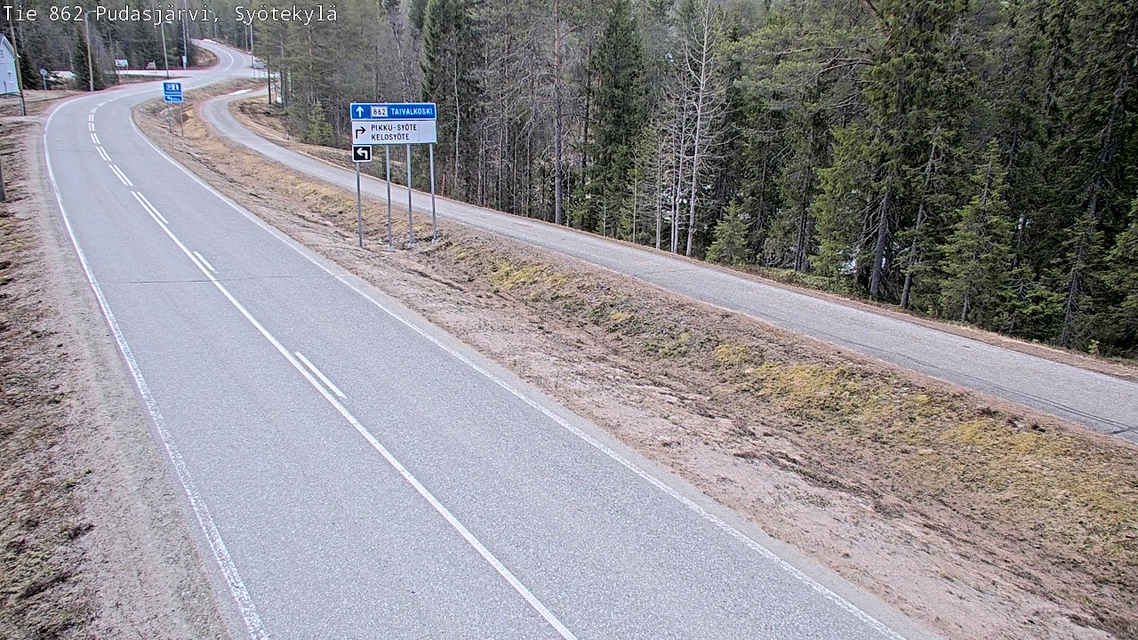 Weather Camera Image Road 862 Pudasjärvi, Syötekylä, Pudasjärvi, Pohjois-Pohjanmaa