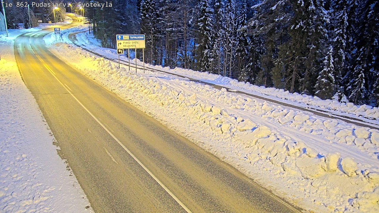 Weather Camera Image Road 862 Pudasjärvi, Syötekylä, Pudasjärvi, Pohjois-Pohjanmaa