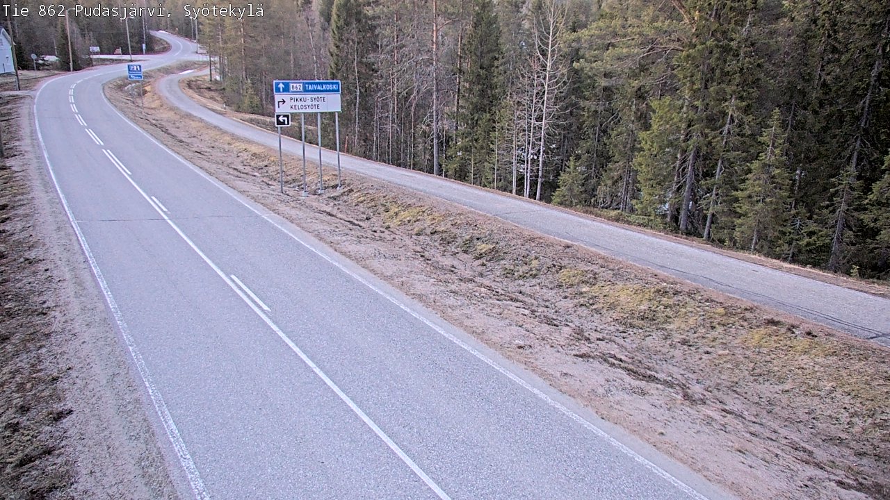Weather Camera Image Väg 862 Pudasjärvi, Syötekylä, Pudasjärvi, Pohjois-Pohjanmaa