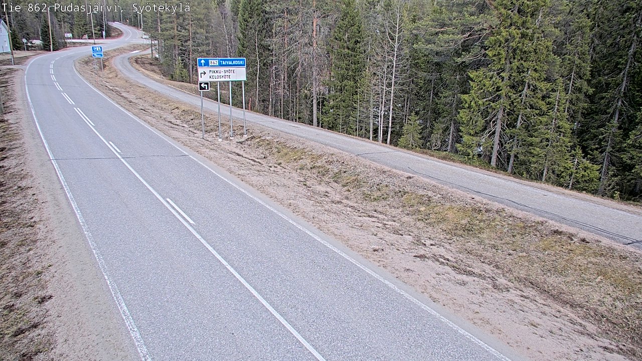 Weather Camera Image Väg 862 Pudasjärvi, Syötekylä, Pudasjärvi, Pohjois-Pohjanmaa