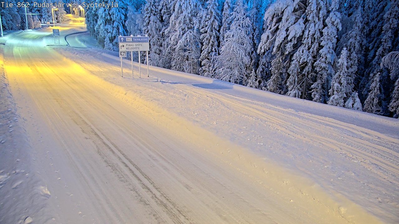 Weather Camera Image Road 862 Pudasjärvi, Syötekylä, Pudasjärvi, Pohjois-Pohjanmaa