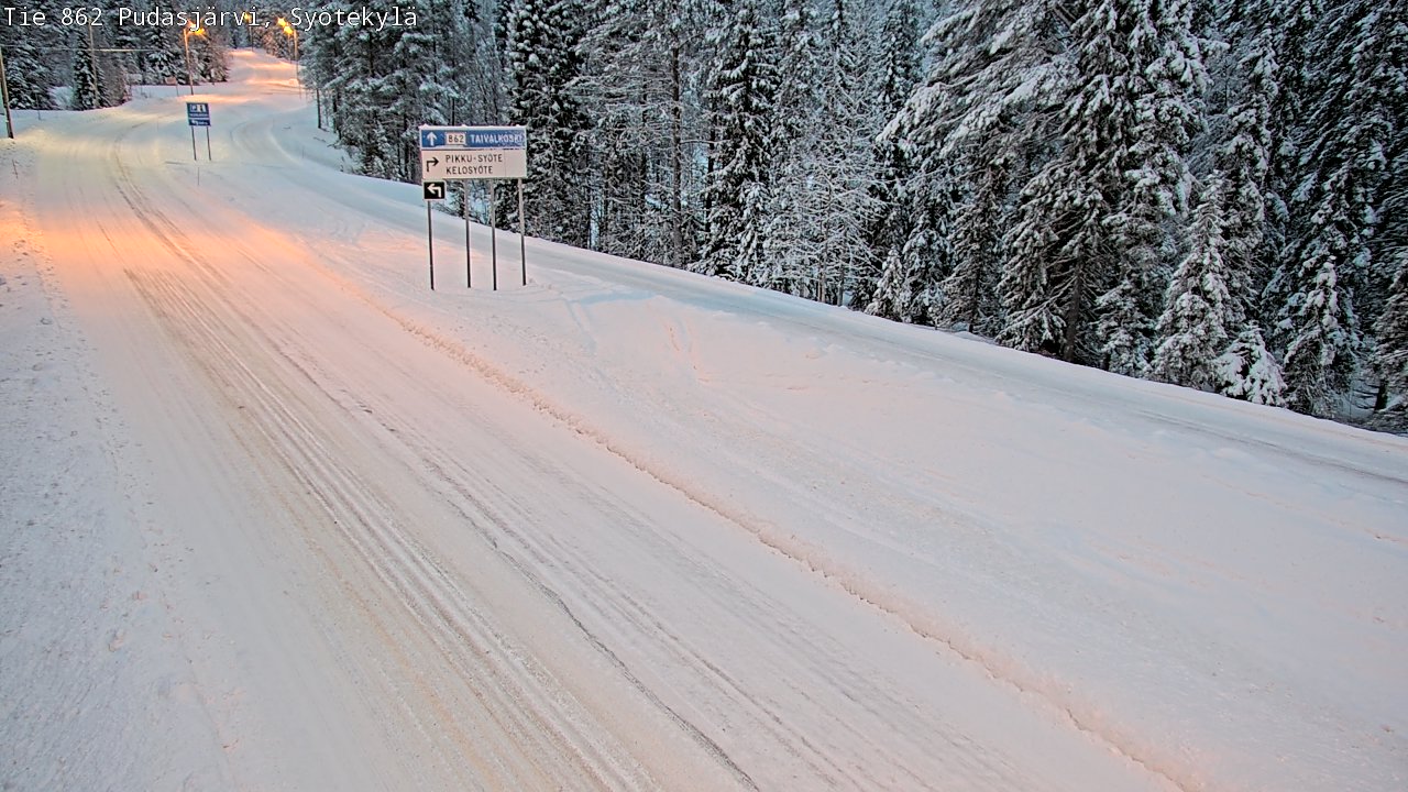 Weather Camera Image Road 862 Pudasjärvi, Syötekylä, Pudasjärvi, Pohjois-Pohjanmaa