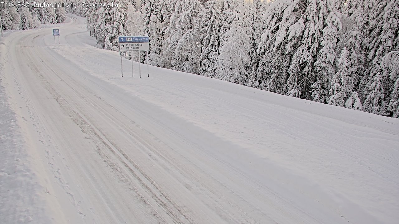 Weather Camera Image Road 862 Pudasjärvi, Syötekylä, Pudasjärvi, Pohjois-Pohjanmaa