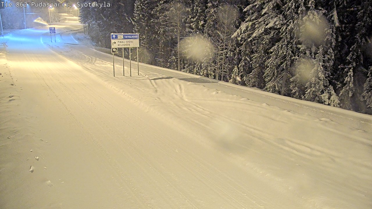 Weather Camera Image Road 862 Pudasjärvi, Syötekylä, Pudasjärvi, Pohjois-Pohjanmaa